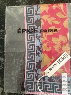 ÉPICE Paris Pink & Gold Floral Silk-Blend Scarf Square